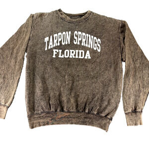 U.S. Vintage Sweater M Brown Tarpon Springs Florida Acid Washed Faded Tourist